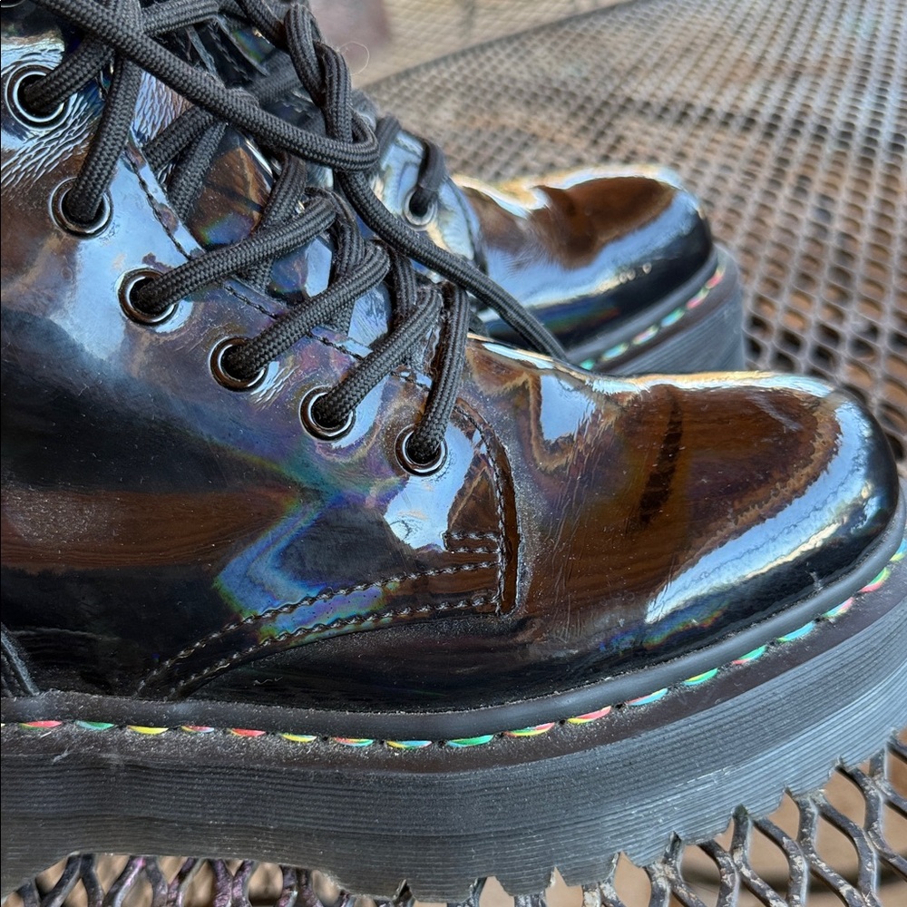 Dr. Martens Shiny Black Lace-Up Boots Jadon Hi - Picture 6 of 9